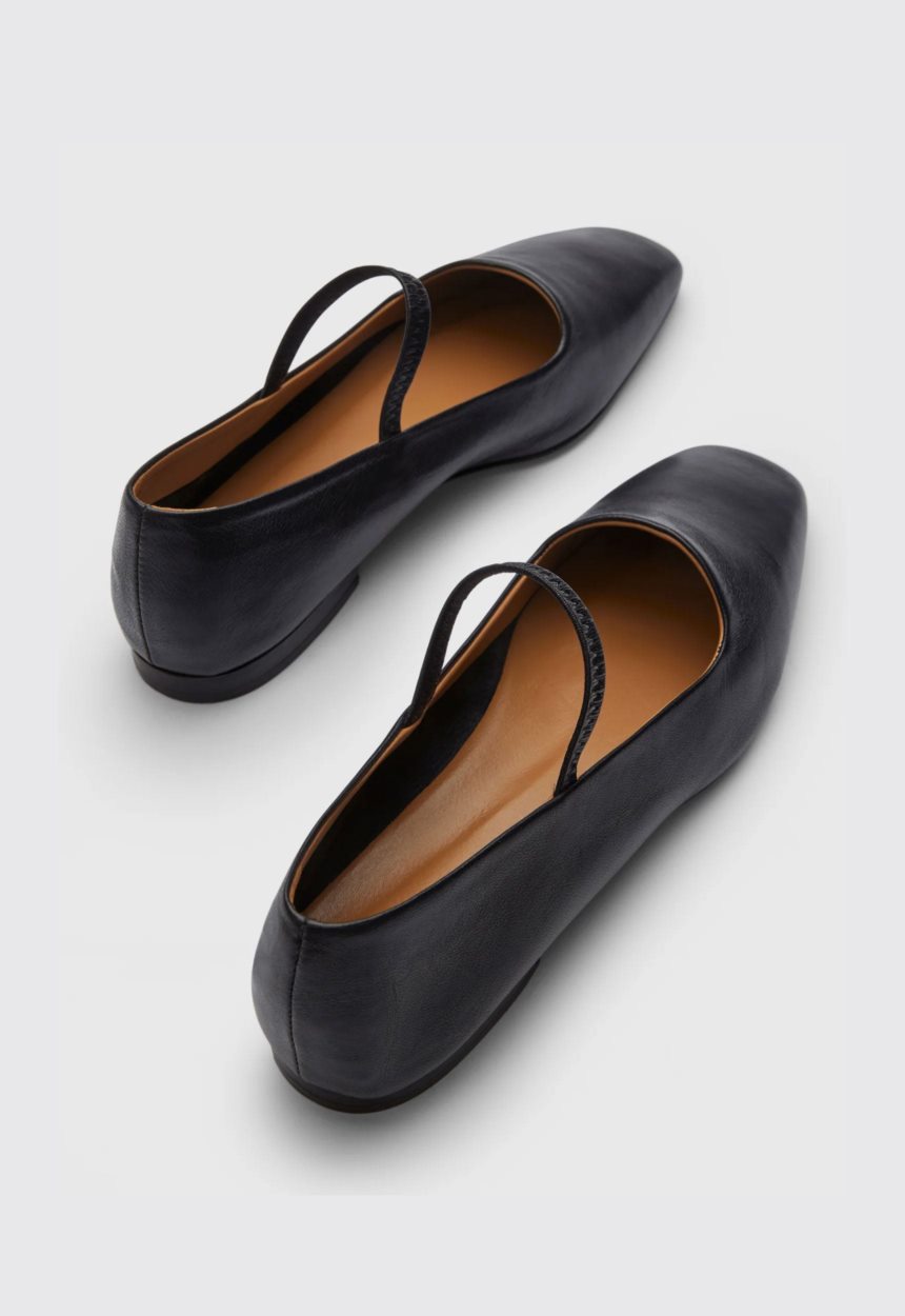 Jac + Jack ATP Petina Ballerina Leather Flats - Black