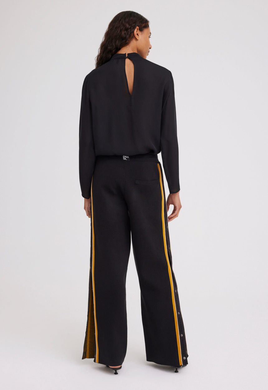 Jac + Jack NAGNATA Side Snap Track Pant - Black/Turmeric