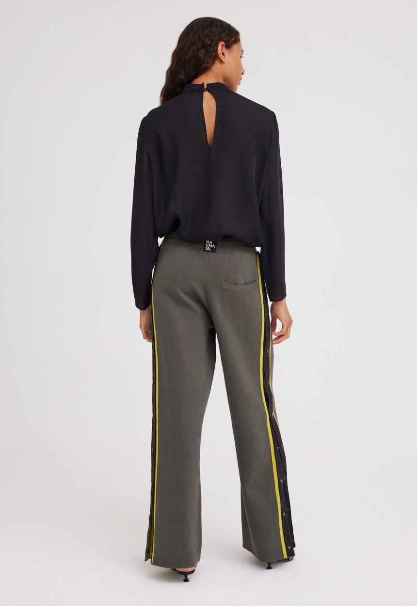 Jac + Jack NAGNATA Side Snap Track Pant - Forest/Chartreuse