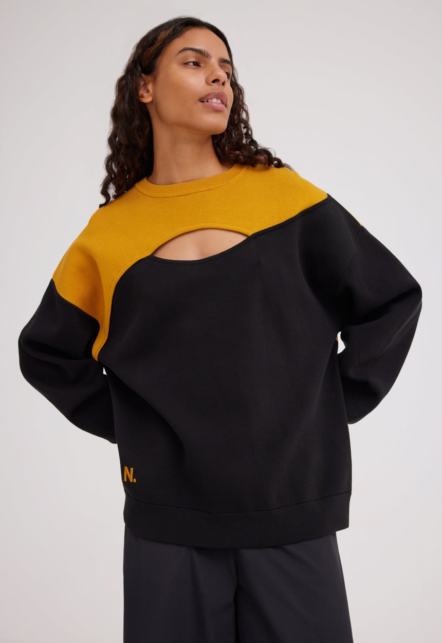 Jac + Jack NAGNATA Balance Crew Neck - Black/Turmeric