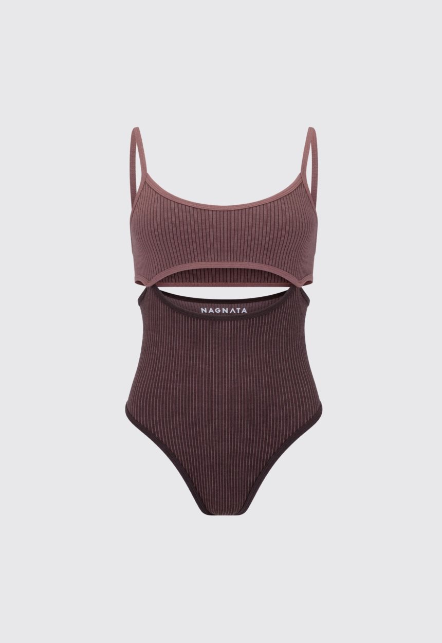 Jac + Jack NAGNATA Splice Bodysuit - Chocolate Brown