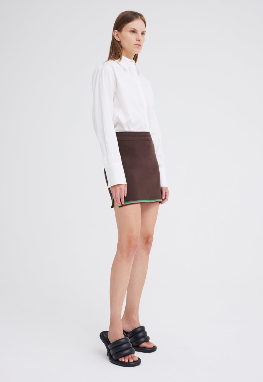 Jac + Jack NAGNATA Symbol Track Skirt - Chocolate Brown