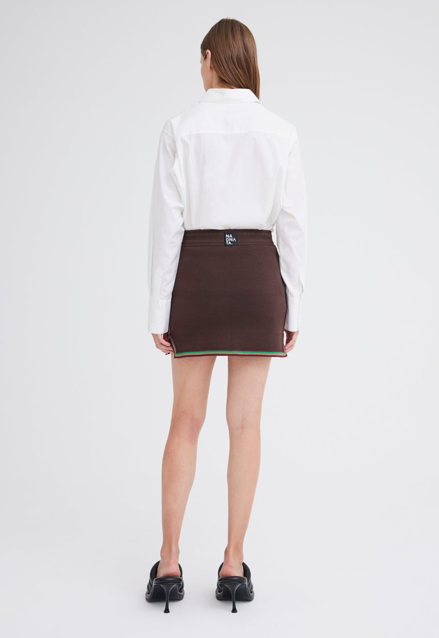 Jac + Jack NAGNATA Symbol Track Skirt - Chocolate Brown