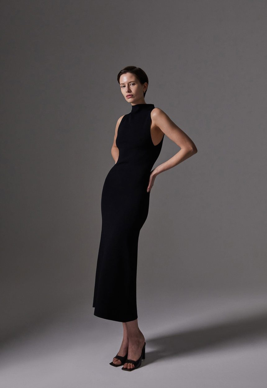 Jac + Jack Moma Knit Midi Dress - Black