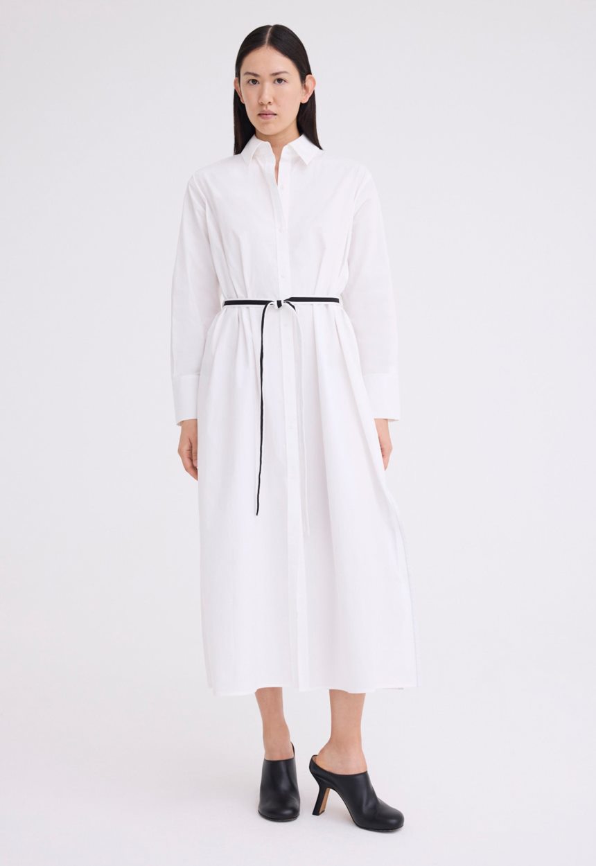 Jac + Jack Boundary Cotton Shirt Dress - White/Black