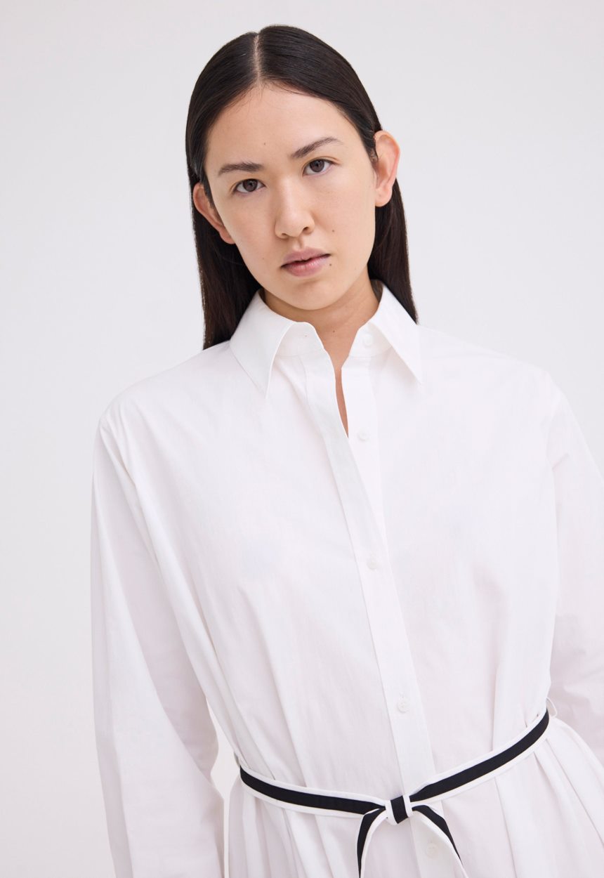 Jac + Jack Boundary Cotton Shirt Dress - White/Black