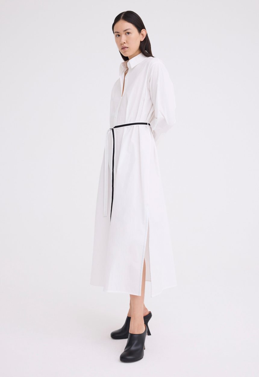 Jac + Jack Boundary Cotton Shirt Dress - White/Black