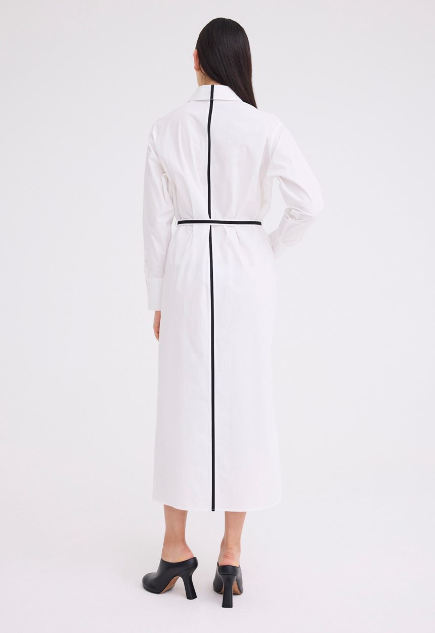 Jac + Jack Boundary Cotton Shirt Dress - White/Black