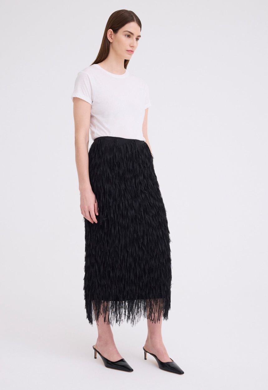 Jac + Jack Pillar Fringe Skirt - Black