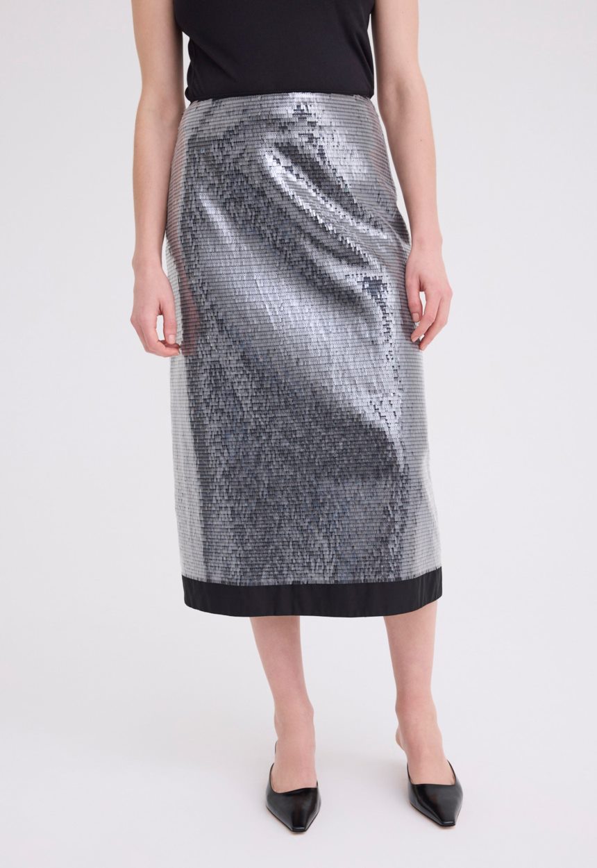 Jac + Jack Beam Sequin Midi Skirt - Black