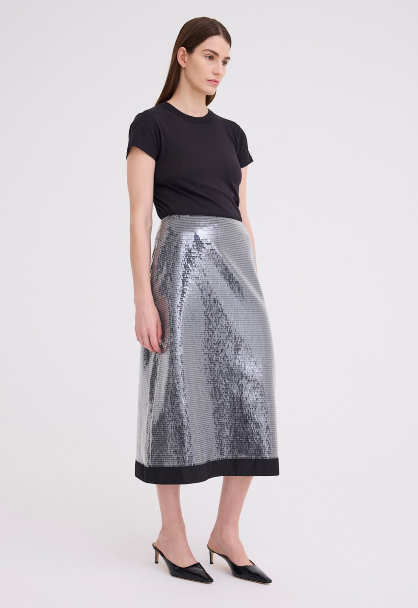 Jac + Jack Beam Sequin Midi Skirt - Black