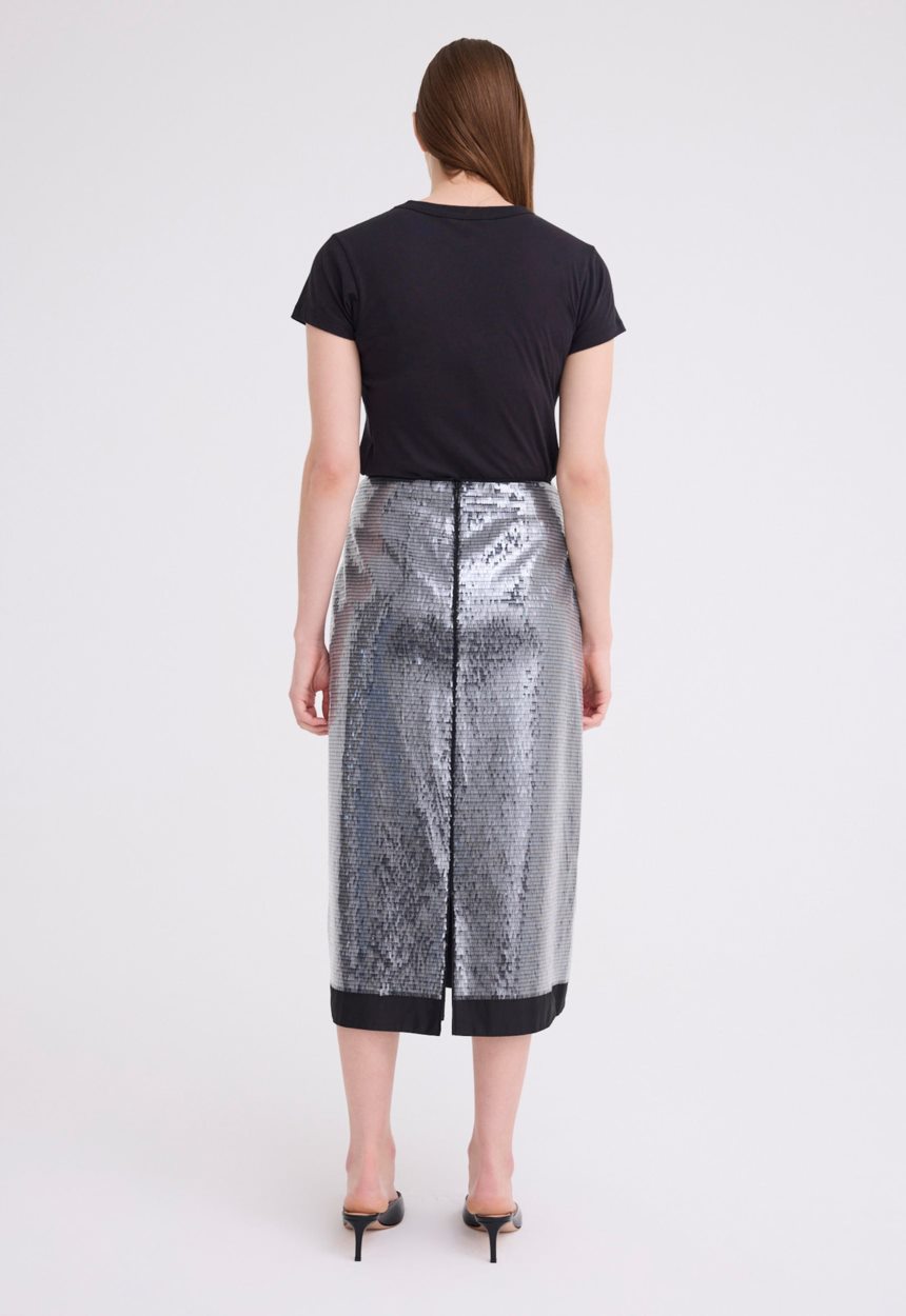 Jac + Jack Beam Sequin Midi Skirt - Black